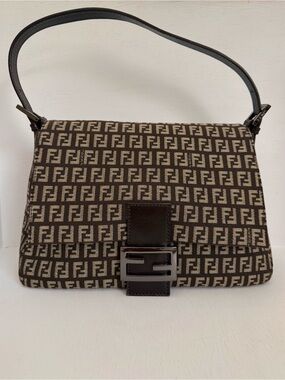 Fendi Zucca Mamma Baguette in Brown and Beige